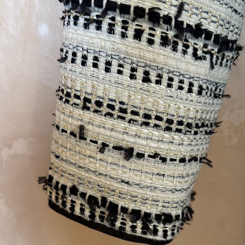 Women's Black and Cream Tweed Jacket - M - Picture 5 of 12